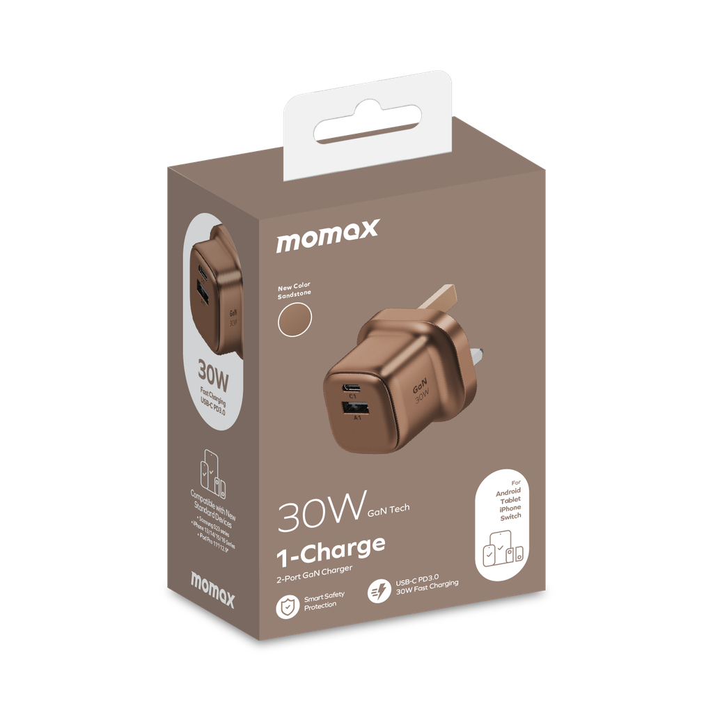 MOMAX 1-CHARGE GAN 30W 2 PORT CHARGER