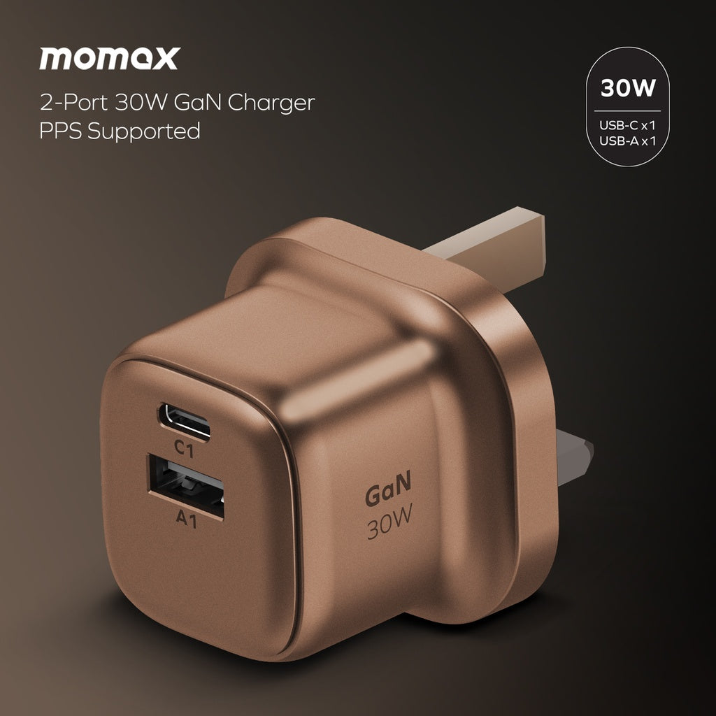 MOMAX 1-CHARGE GAN 30W 2 PORT CHARGER