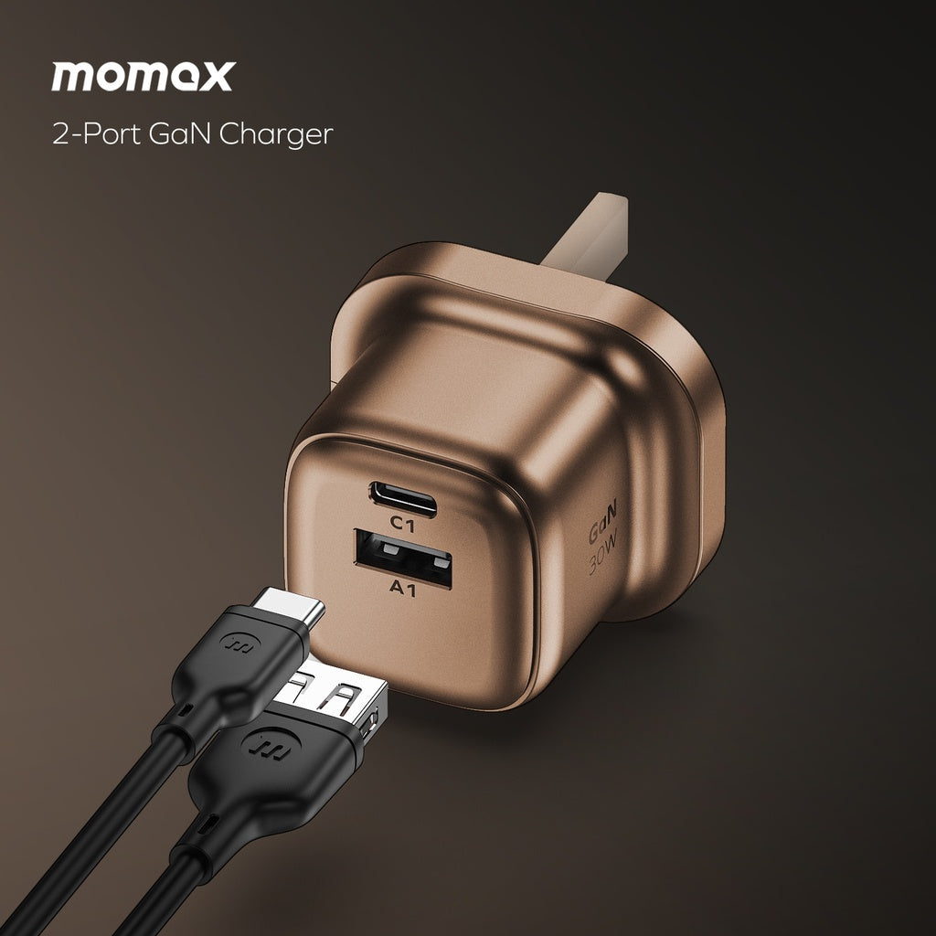 MOMAX 1-CHARGE GAN 30W 2 PORT CHARGER