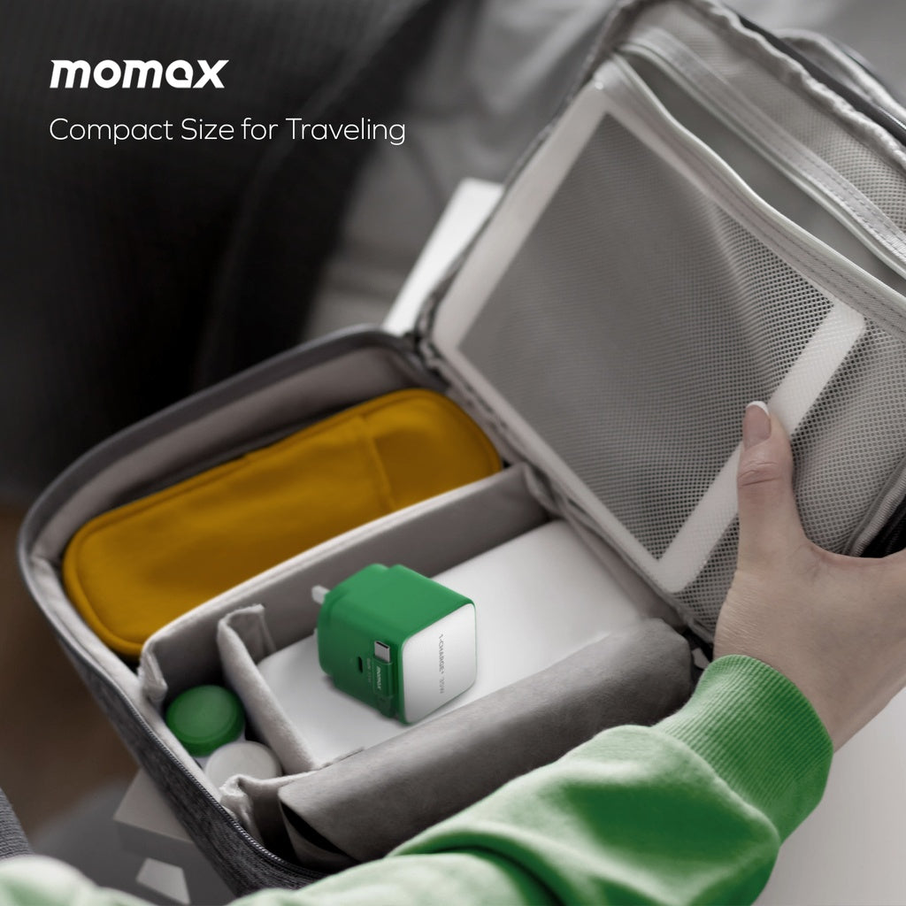 MOMAX 1-CHARGE 35W GAN 1 PORT CHARGER WITH BUILT-IN USB-C CABLE
