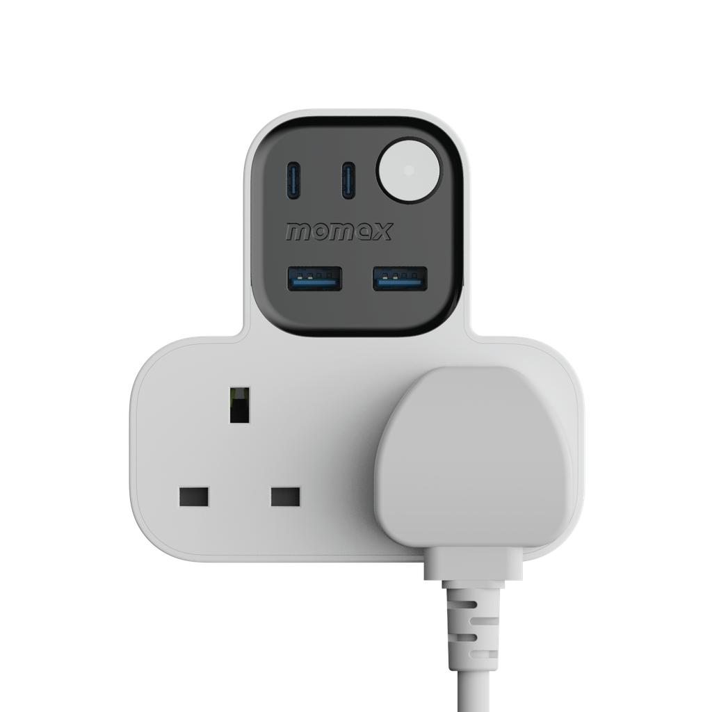 MOMAX 1-CHARGER WORK FLOW T-SHAPED EXTENTION 2 SOCKET WITH USB