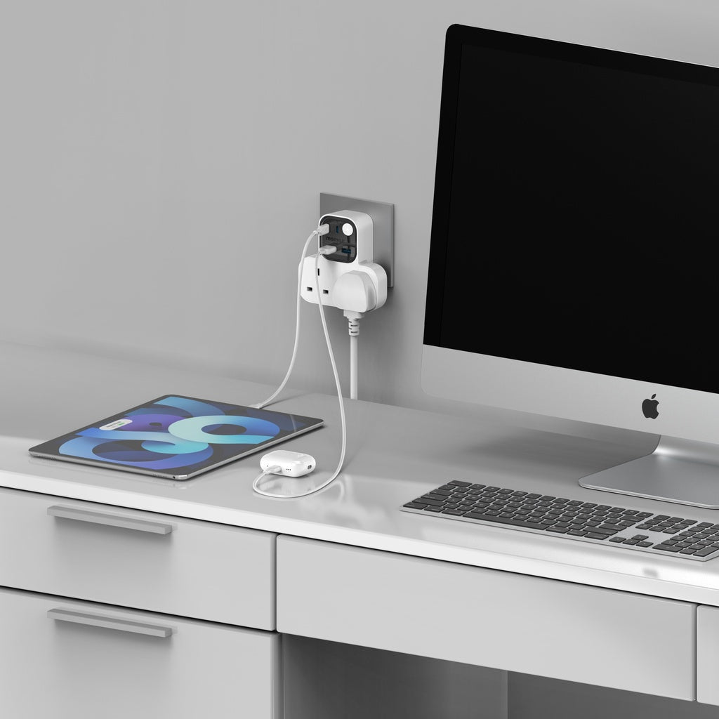MOMAX 1-CHARGER WORK FLOW T-SHAPED EXTENTION 2 SOCKET WITH USB