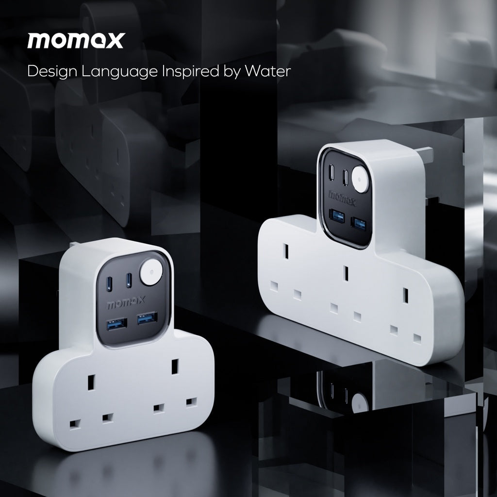 MOMAX 1-CHARGER WORK FLOW T-SHAPED EXTENTION 2 SOCKET WITH USB