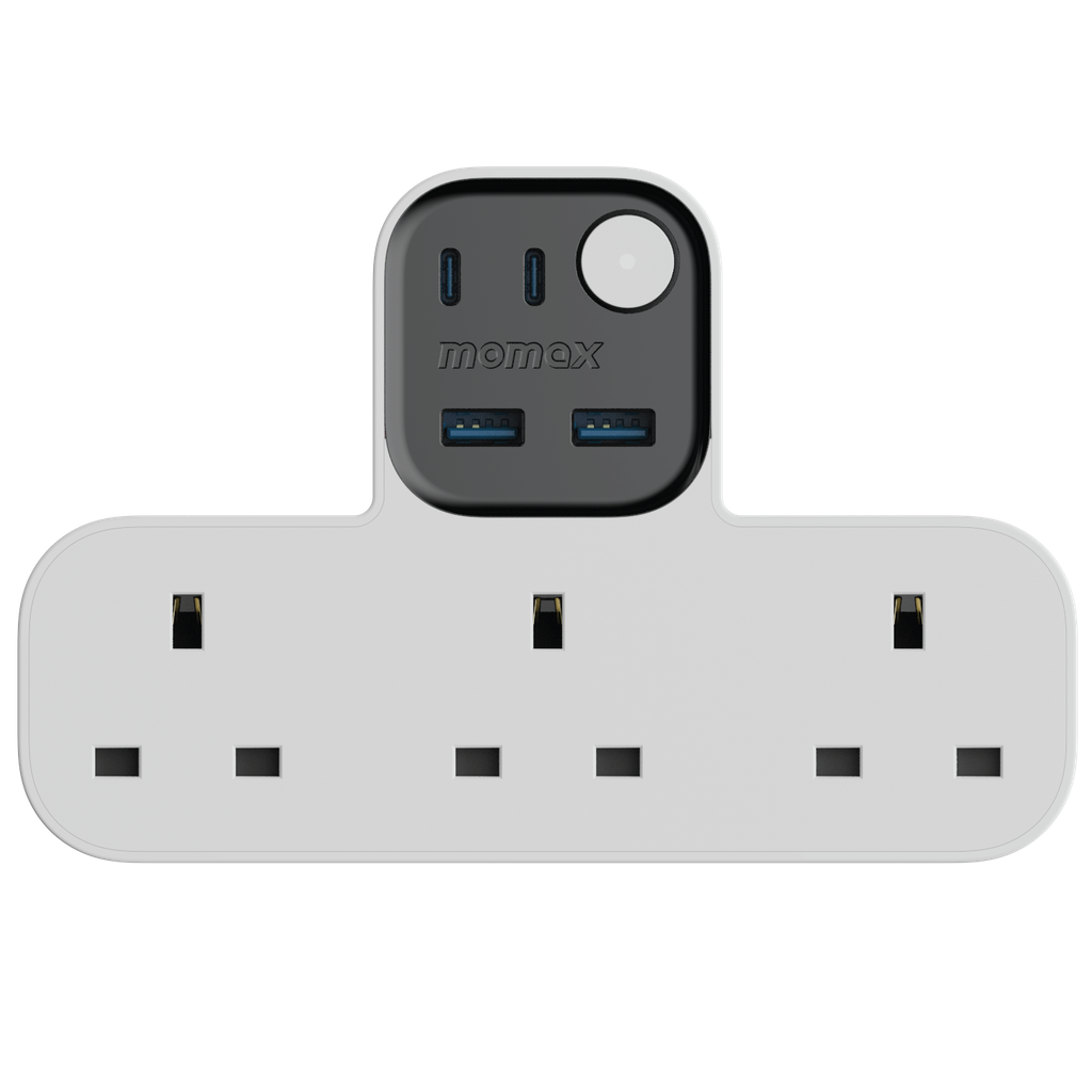 MOMAX 1-CHARGER WORK FLOW T-SHAPED EXTENTION 3 SOCKET WITH USB