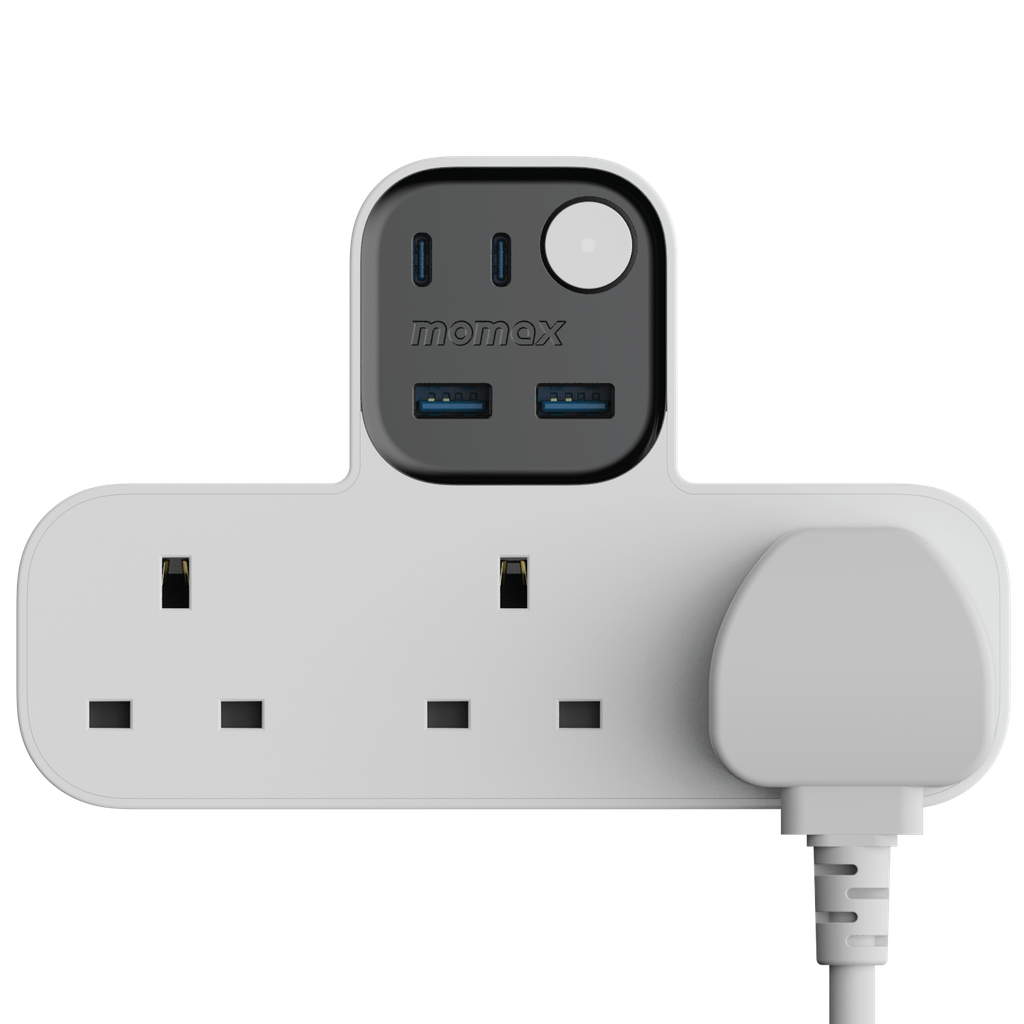 MOMAX 1-CHARGER WORK FLOW T-SHAPED EXTENTION 3 SOCKET WITH USB
