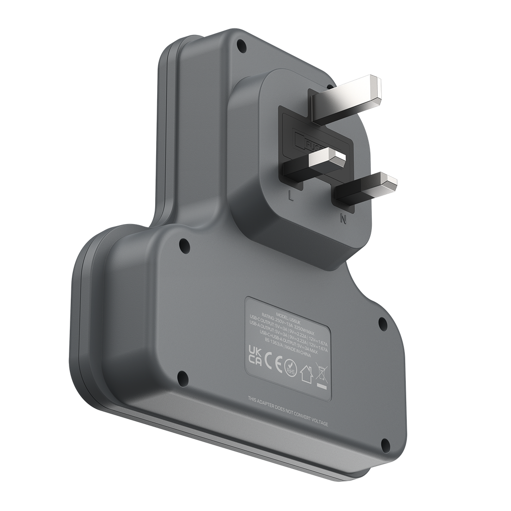 MOMAX ONEPLUG 3 OUTLET T-SHAPED EXTENSION SOCKET WITH USB