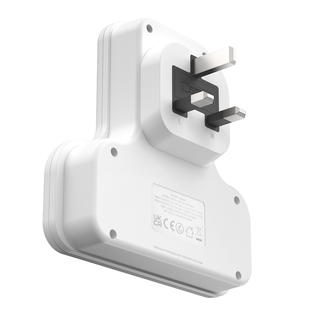 MOMAX ONEPLUG 3 OUTLET T-SHAPED EXTENSION SOCKET WITH USB
