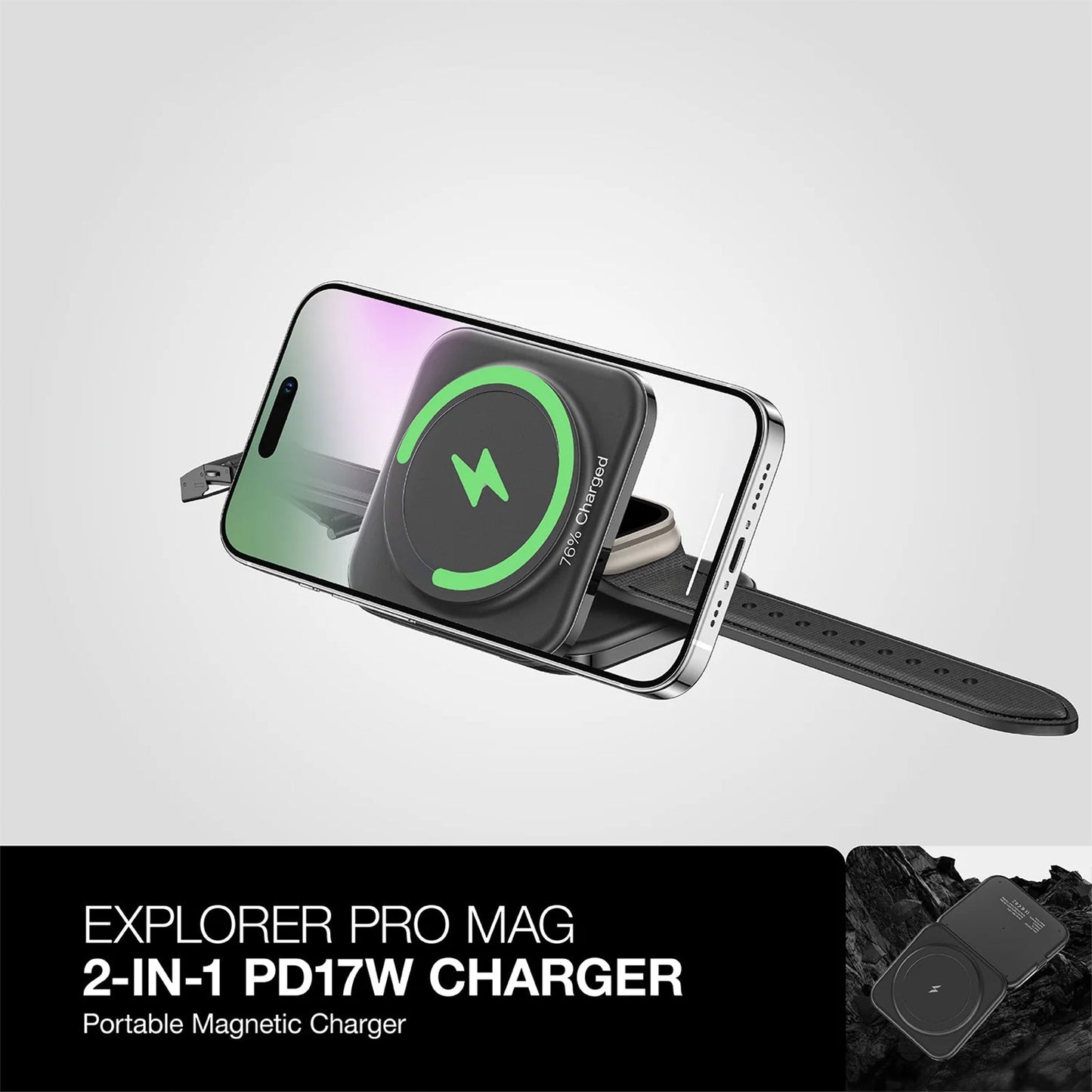 AMAZING THING EXPLORER PRO 2IN1 PD 15W PORTABLE WIRELESS CHARGER WITH 1.2M USB-C TO USB-C CABLE