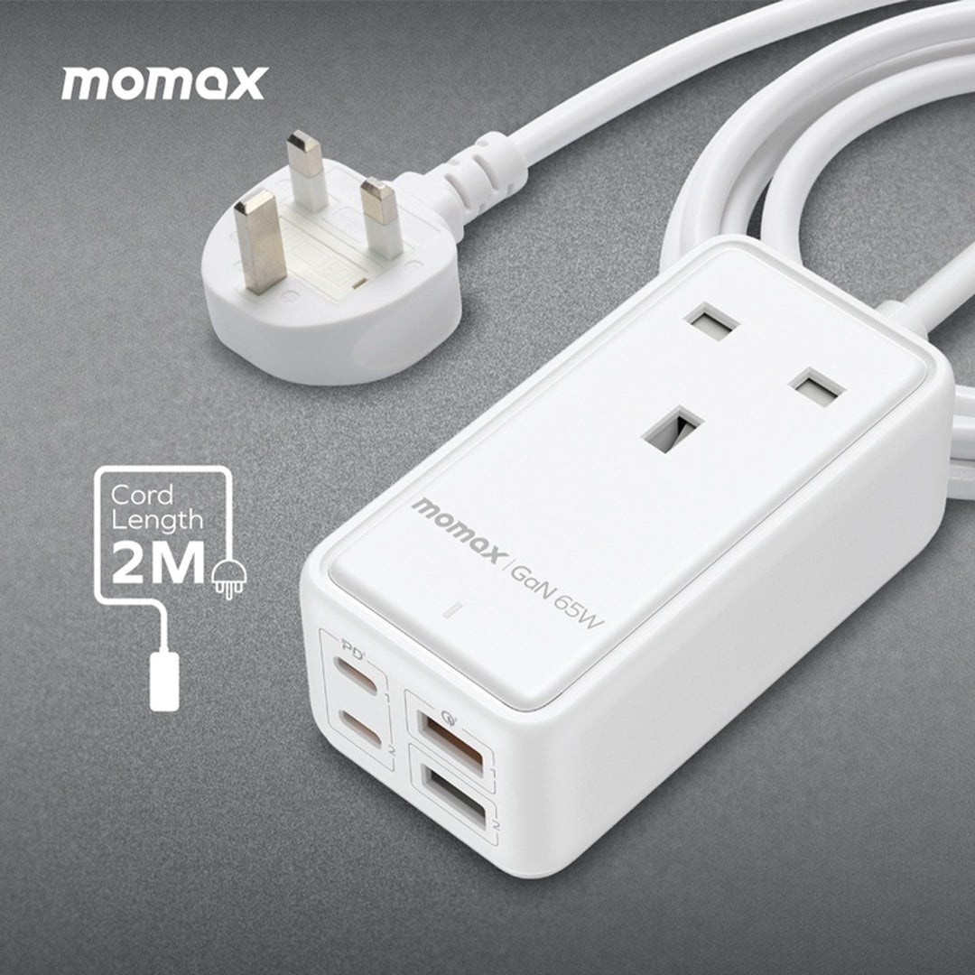 MOMAX ONEPLUG 65W GAN EXTENSION CORD WITH USB