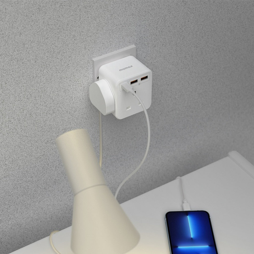 MOMAX ONEPLUG 3 OUTLET CUBE EXTENSION SOCKET WITH USB