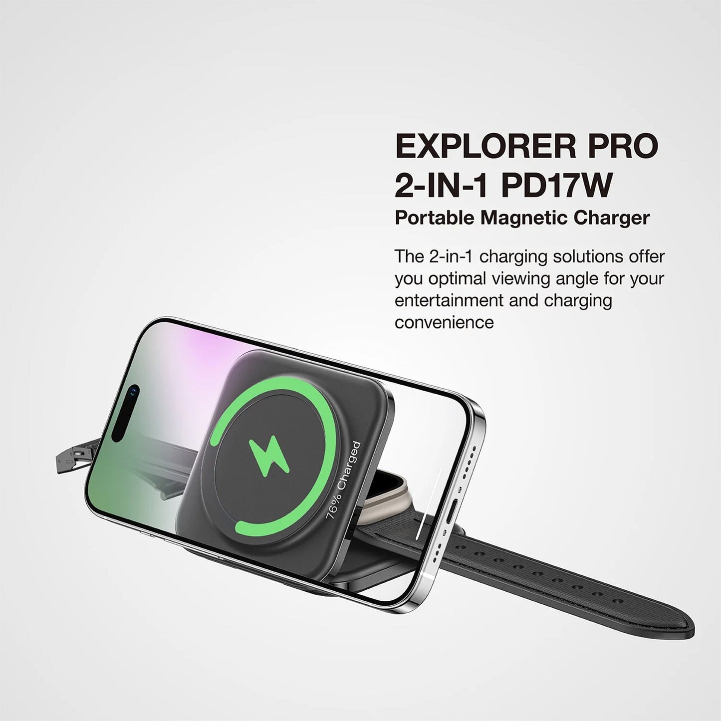 AMAZING THING EXPLORER PRO 2IN1 PD 15W PORTABLE WIRELESS CHARGER WITH 1.2M USB-C TO USB-C CABLE