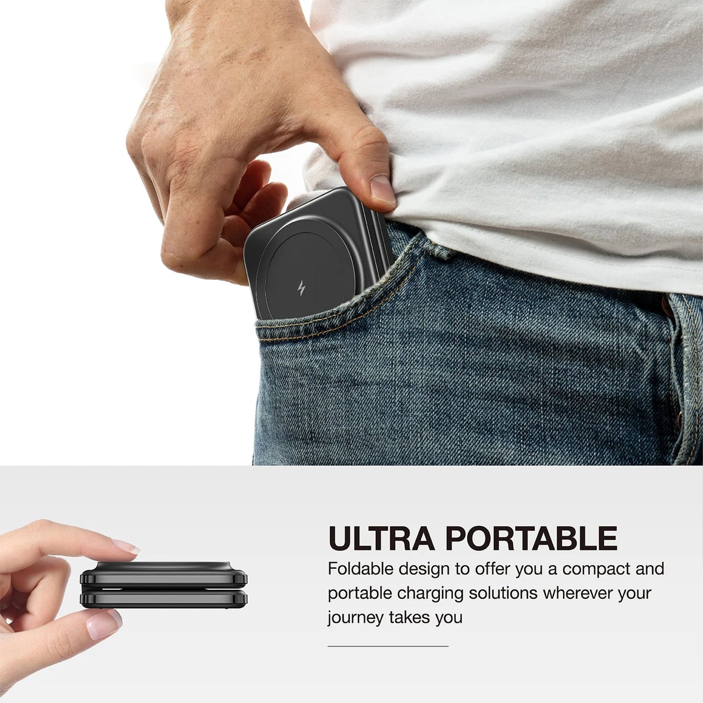 AMAZING THING EXPLORER PRO 2IN1 PD 15W PORTABLE WIRELESS CHARGER WITH 1.2M USB-C TO USB-C CABLE