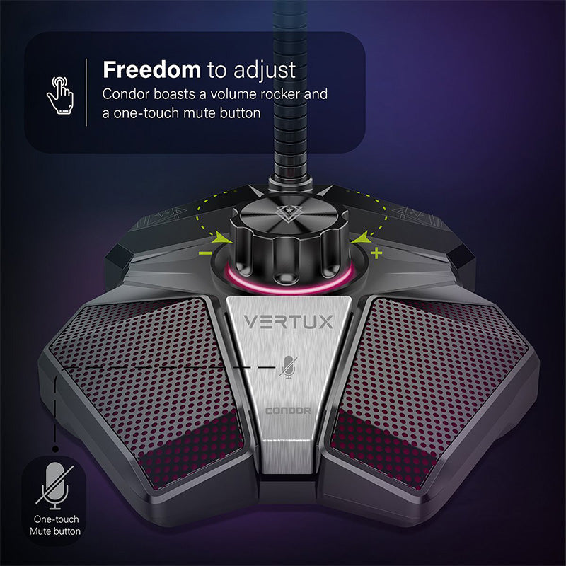 Vertux Condor High Sensitivity Omni-Directional Gaming Microphone With Volume Control
