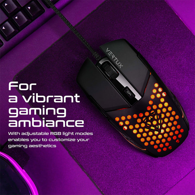 Vertux Katana 6 Buttons Hex-Shell Wired RGB Gaming Mouse