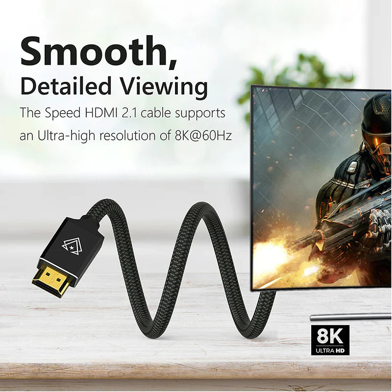 VERTUX 8K NYLON BRAIDED HDMI 2.1 CABLE 1.5M LENGTH BLACK
