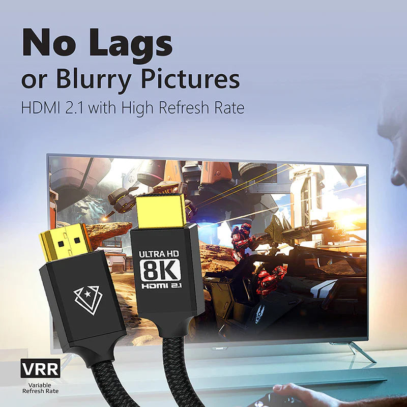 VERTUX 8K NYLON BRAIDED HDMI 2.1 CABLE 1.5M LENGTH BLACK