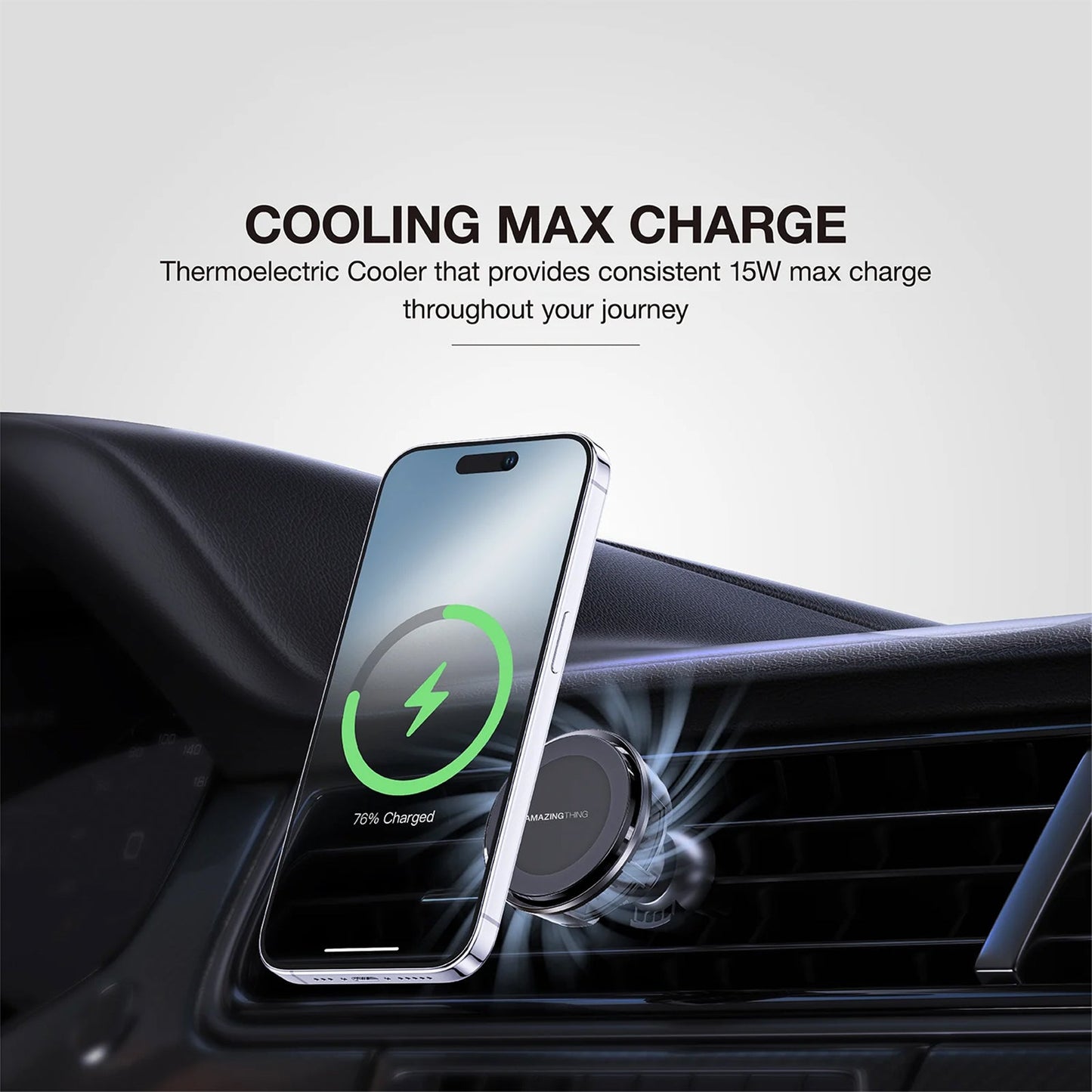 AMAZING THING THERMO-COOLING MAG 15W CAR MOUNT WITH 1.2M USB-C TO USB-C CABLE