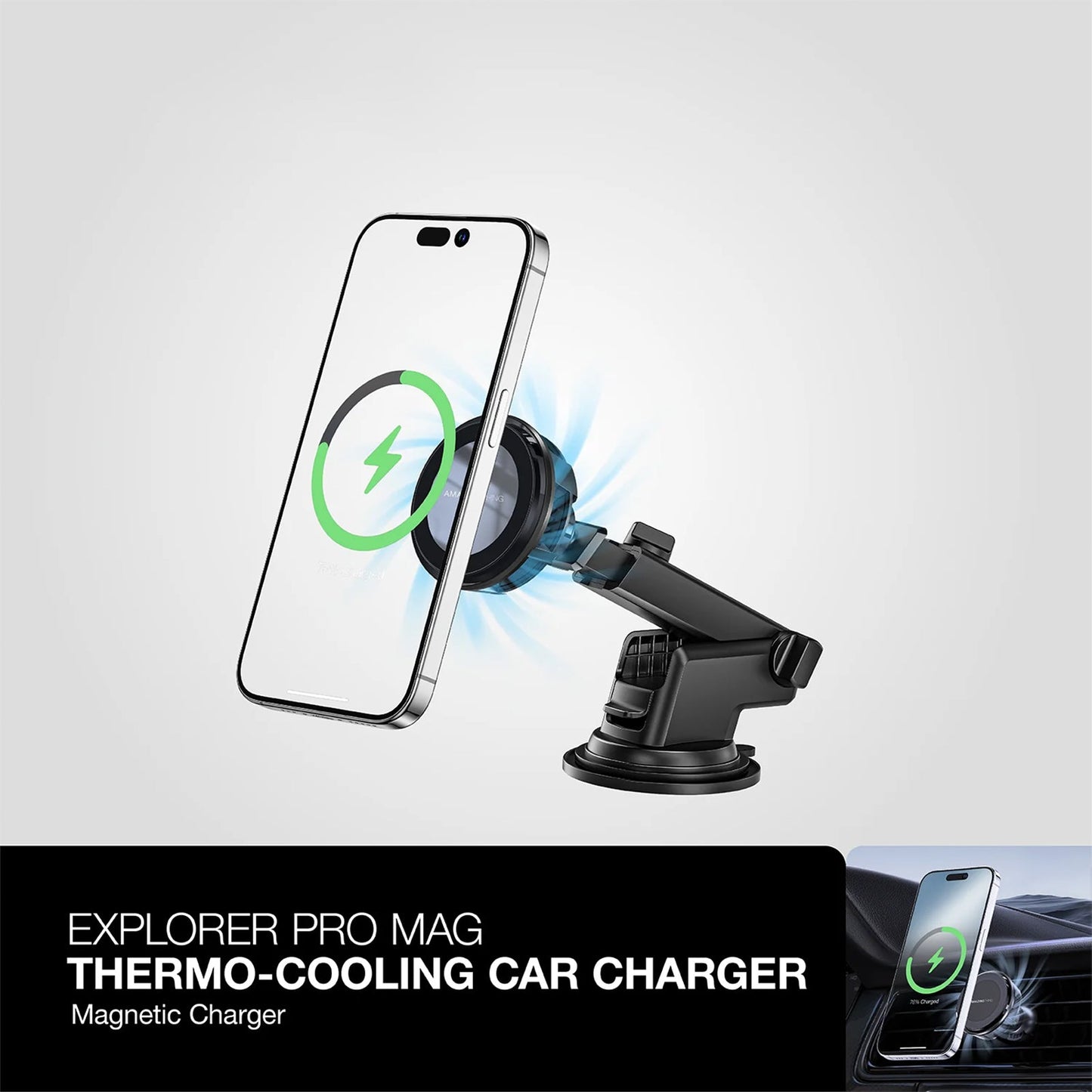 AMAZING THING THERMO-COOLING MAG 15W CAR MOUNT WITH 1.2M USB-C TO USB-C CABLE