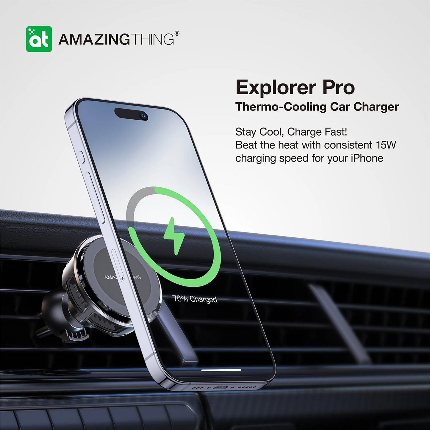AMAZING THING THERMO-COOLING MAG 15W CAR MOUNT WITH 1.2M USB-C TO USB-C CABLE
