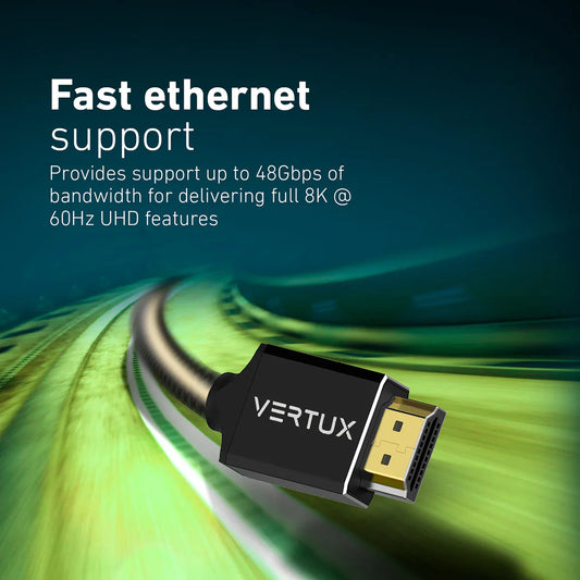 VERTUX 8K NYLON BRAIDED HIGH DEFINITION HDMI 2.1 CABLE 3M BK