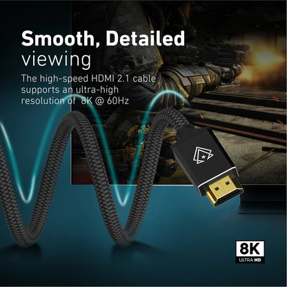VERTUX 8K NYLON BRAIDED HIGH DEFINITION HDMI 2.1 CABLE 3M BK