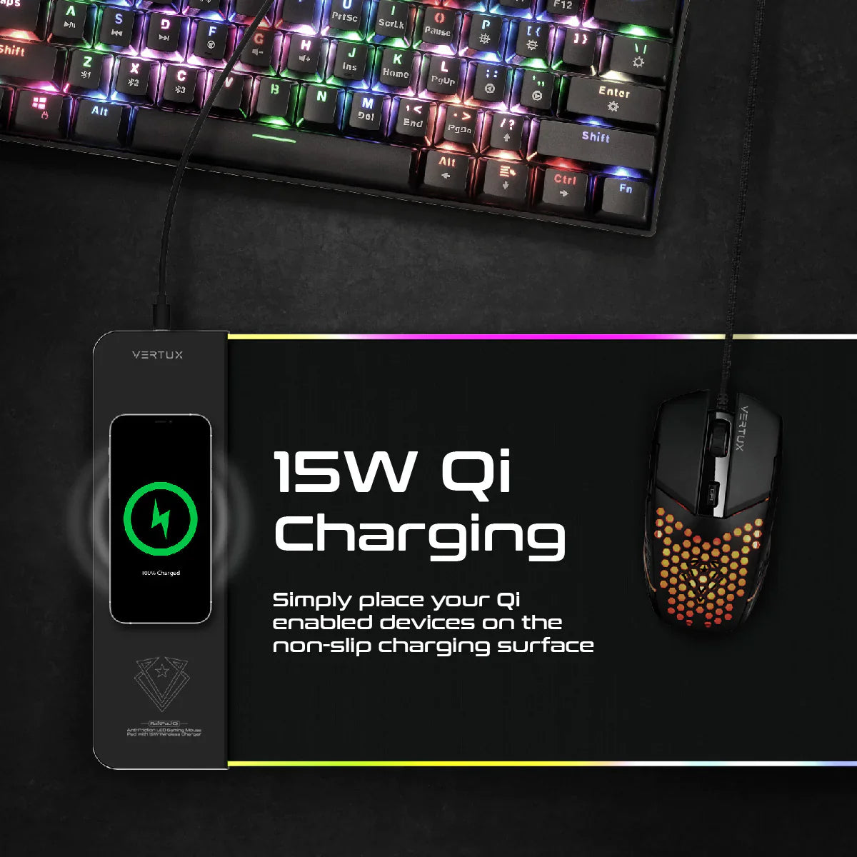 Vertux RaftPad-Qi Mouse Pad With 15W Wireless Charger