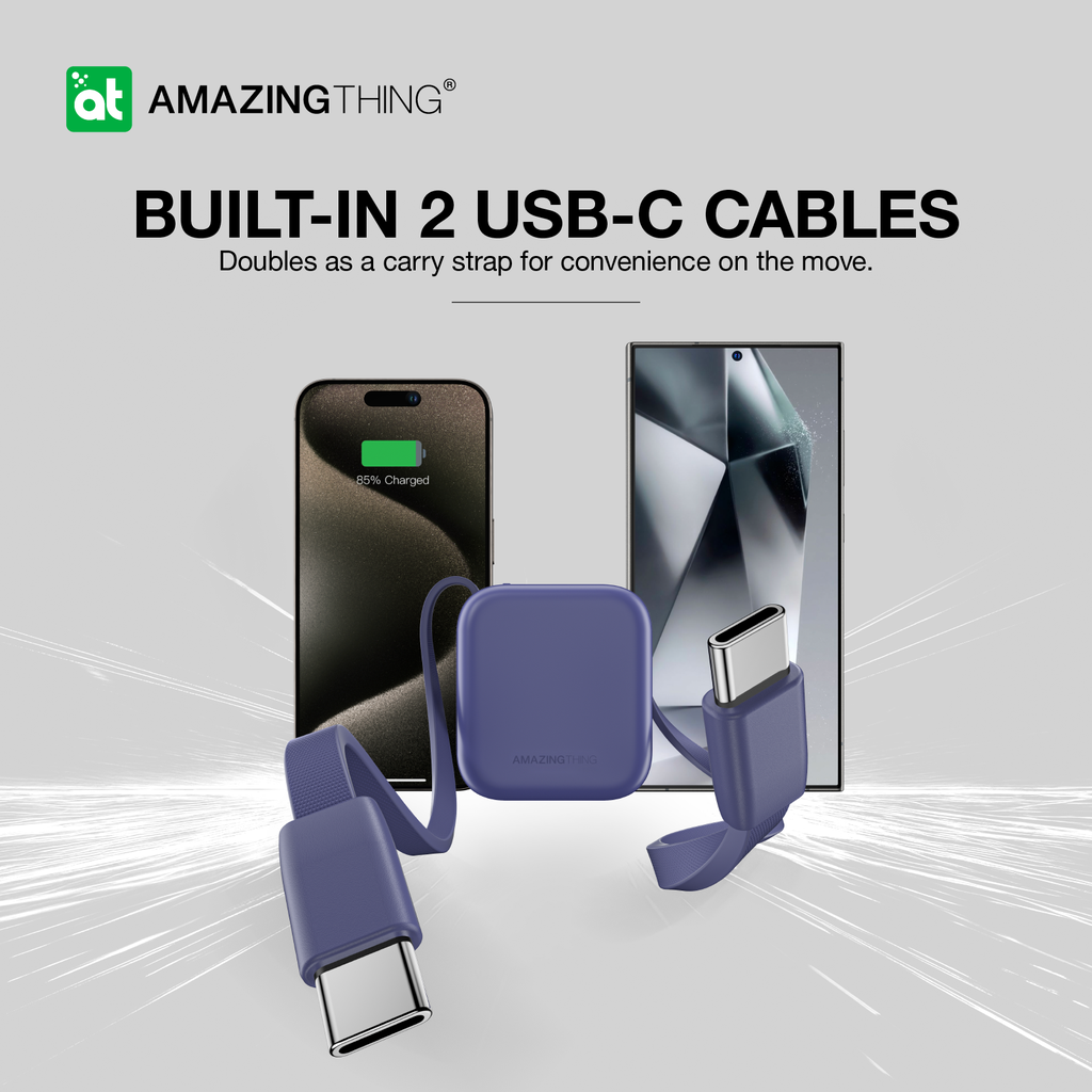 AMAZING THING THUNDER GO 10000mAh POWER BANK WITH BUILT-IN 2 USB-C CABLES