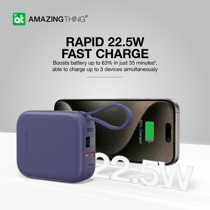 AMAZING THING THUNDER GO 10000mAh POWER BANK WITH BUILT-IN 2 USB-C CABLES
