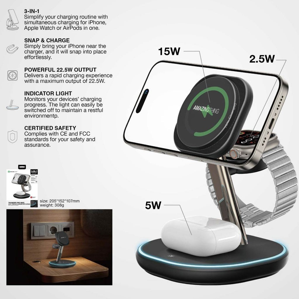 AMAZINGTHING Thunder Pro Mag 3-IN-1 Charging Stations With Stand