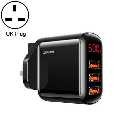 JOYROOM Leijing Series 3.4A Smart Digital Display Travel Charger - 3USB UK - BLACK