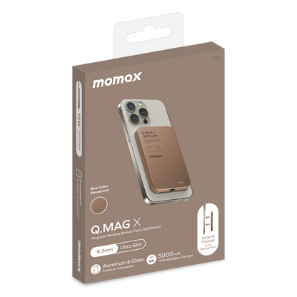 MOMAX Q.MAG X 5000mAh GEN2 15W ULTRA SLIM MAGSAFE WIRELESS POWER BANK