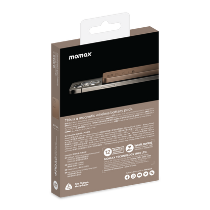 MOMAX Q.MAG X 5000mAh GEN2 15W ULTRA SLIM MAGSAFE WIRELESS POWER BANK