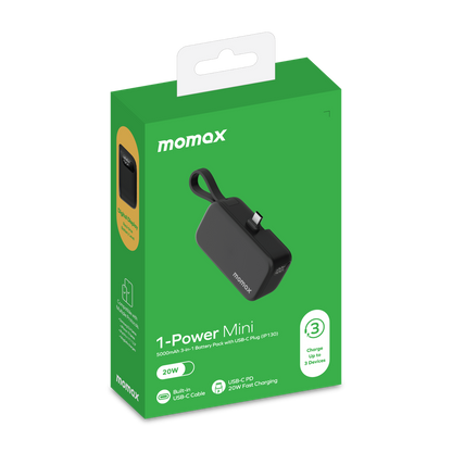 MOMAX 1-POWER MINI 5000mAh 3IN1 POWER BANK WITH USB-C PLUG