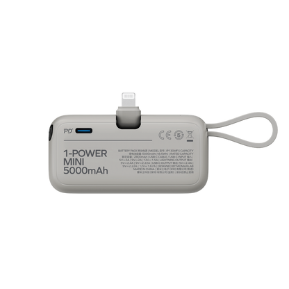 MOMAX 1-POWER MINI 5000mAh 3IN1 POWER BANK WITH LIGHTNING PLUG