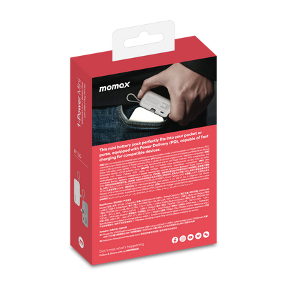 MOMAX 1-POWER MINI 5000mAh 3IN1 POWER BANK WITH LIGHTNING PLUG