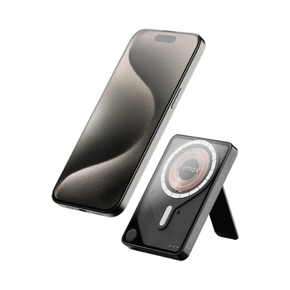 MOMAX 1-POWER X PRO 5000mAh MAGNETIC WIRELESS POWER BANK WITH STAND AND BUILT-IN USB-C CABLE