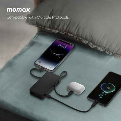 MOMAX 1-POWER VITAL+ 10000mAh POWER BANK WITH BUILT IN USB-C & LIGHTNING CABLE
