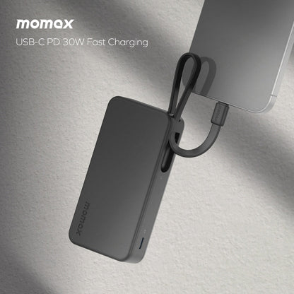 MOMAX 1-POWER VITAL+ 10000mAh POWER BANK WITH BUILT IN USB-C & LIGHTNING CABLE