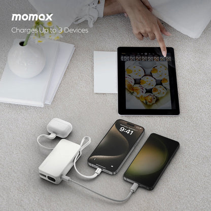 MOMAX 1-POWER VITAL+ 10000mAh POWER BANK WITH BUILT IN USB-C & LIGHTNING CABLE