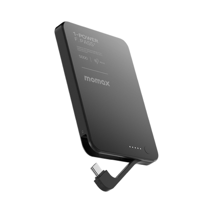 Momax 1-power F.pass+ 5000mah Power Bank With Built-in Cable & Magnetic Attachment