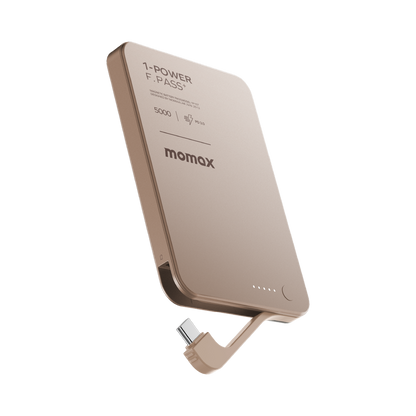Momax 1-power F.pass+ 5000mah Power Bank With Built-in Cable & Magnetic Attachment