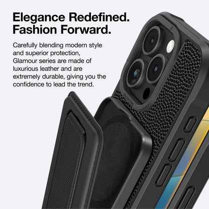 AMAZINGTHING GLAMOUR MAGSAFE DROP PROOF CASE WITH WALLET STAND FOR IPHONE 16 SERIES