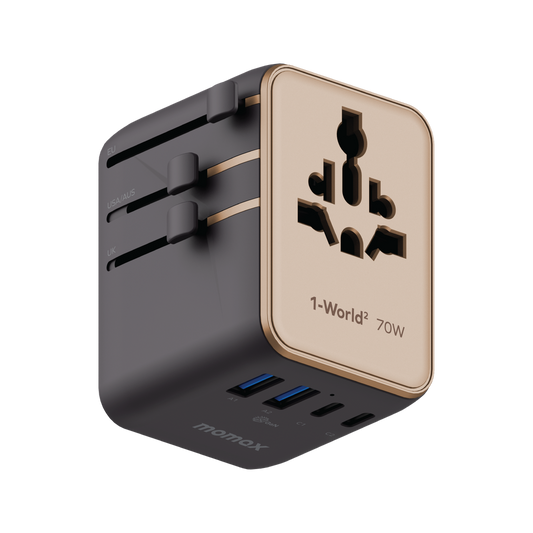 MOMAX 1-WORLD2 GAN 70W 5-PORT USB-C AC TRAVEL ADAPTOR