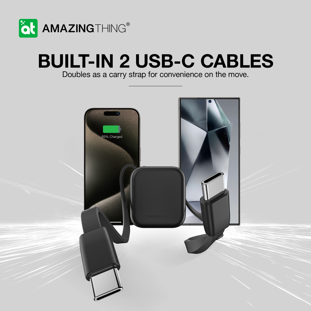 AMAZING THING THUNDER GO 10000mAh POWER BANK WITH BUILT-IN 2 USB-C CABLES