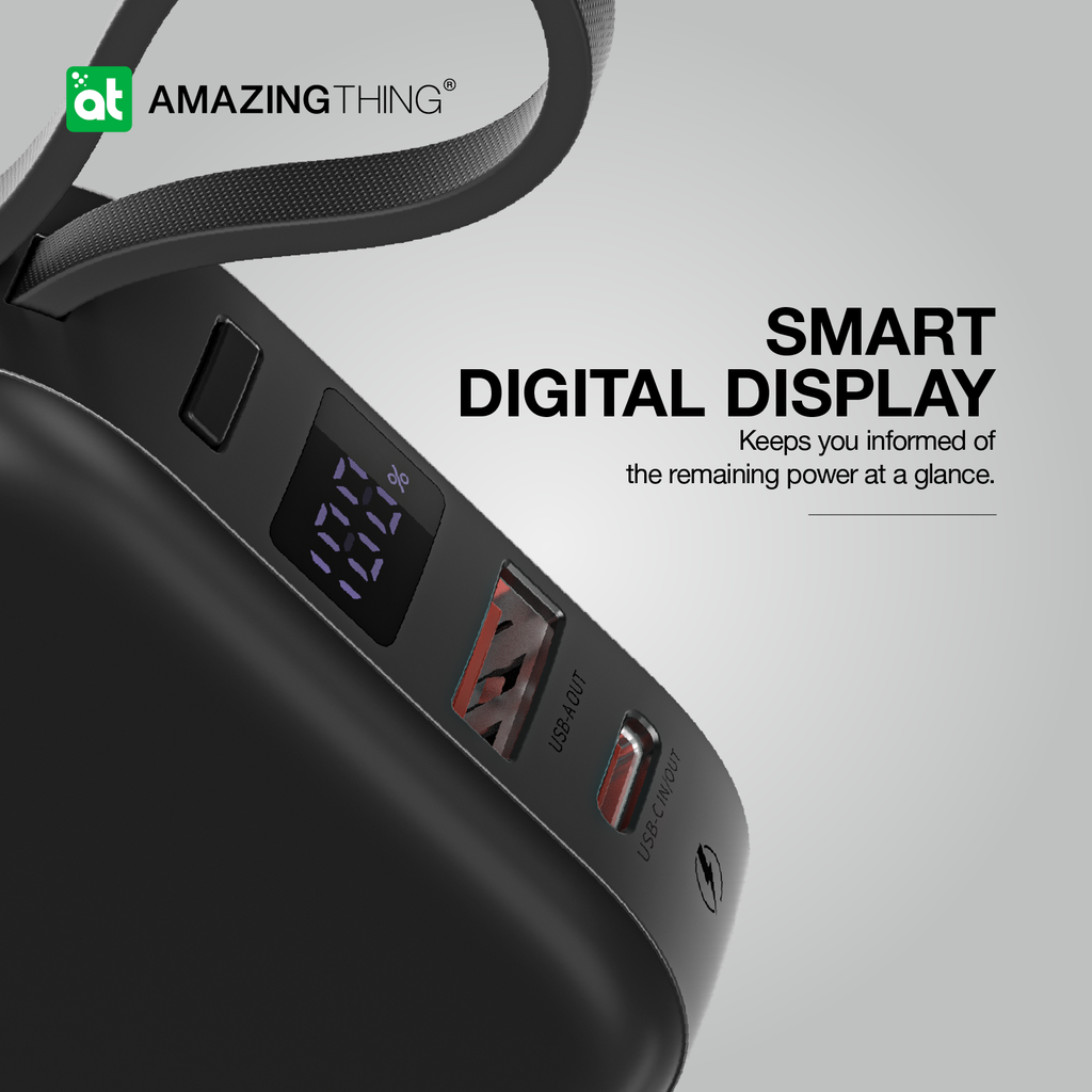 AMAZING THING THUNDER GO 10000mAh POWER BANK WITH BUILT-IN 2 USB-C CABLES