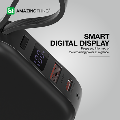AMAZING THING THUNDER GO 10000mAh POWER BANK WITH BUILT-IN 2 USB-C CABLES