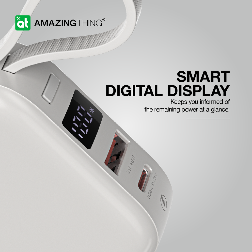 AMAZING THING THUNDER GO 10000mAh POWER BANK WITH BUILT-IN 2 USB-C CABLES