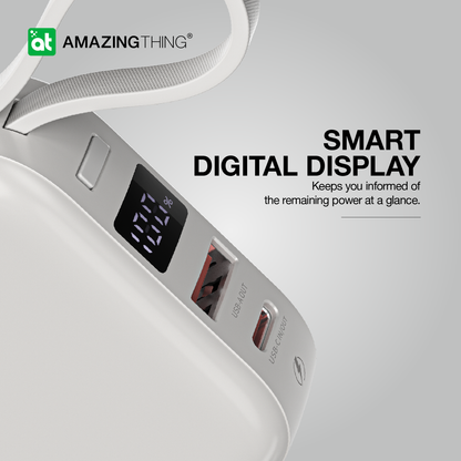 AMAZING THING THUNDER GO 10000mAh POWER BANK WITH BUILT-IN 2 USB-C CABLES