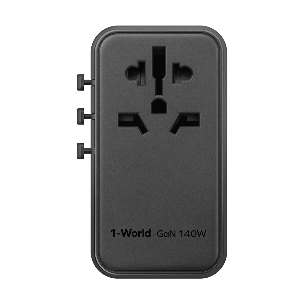 MOMAX 1-WORLD 140W GAN 4 PORTS AC TRAVEL ADAPTER INCLUDING 140W USB-C TO USB-C CABLE