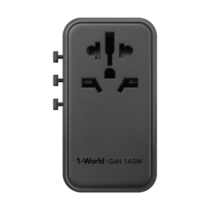 MOMAX 1-WORLD 140W GAN 4 PORTS AC TRAVEL ADAPTER INCLUDING 140W USB-C TO USB-C CABLE